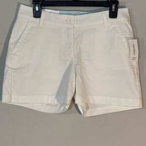 NWT Crown & Ivy  2 Caroline Shorts 5” White Chino Flat Front Summer Casual Beach